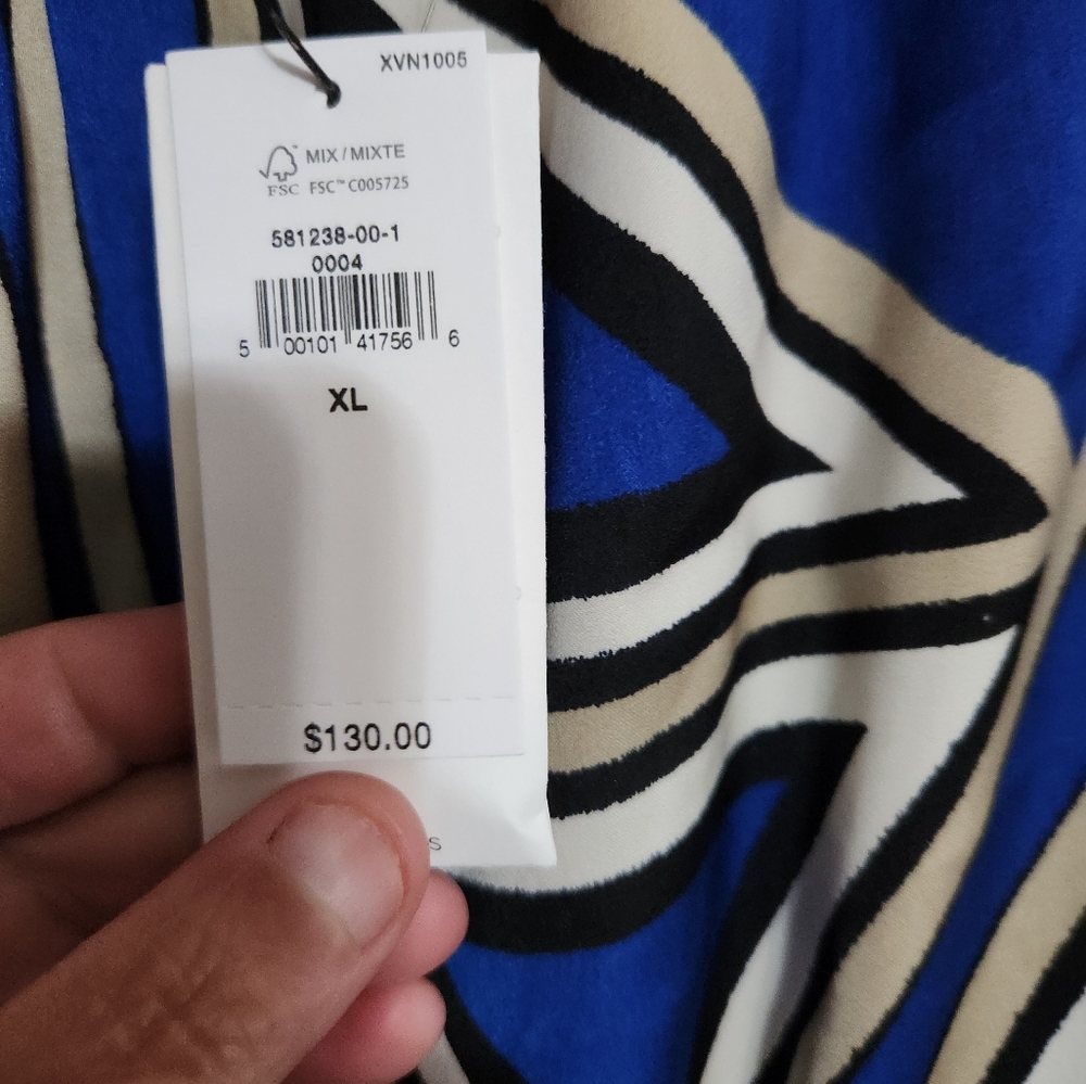 Nwt Womens Banana Republic Blue and White Geometric Dress - Picture 10 of 12
